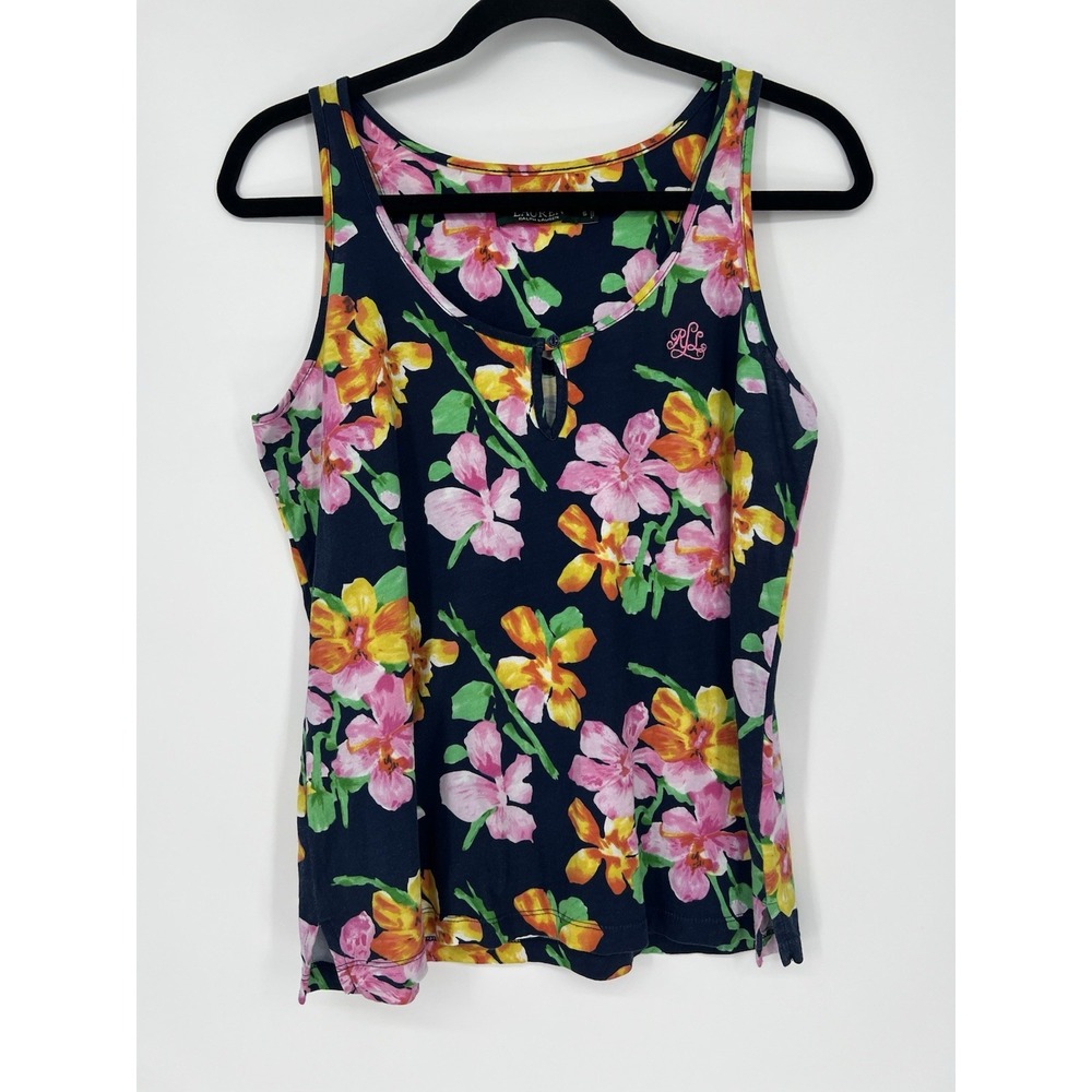 Lauren Ralph Lauren Women's Floral Cotton T-Shirt Top Pink SizeS